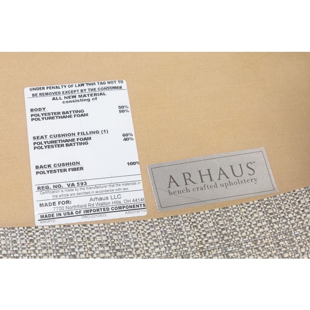 Pair of Arhaus Portsmouth Collection Gray Fabric & Leather Contemporary Chairs For Sale - Image 10 of 13