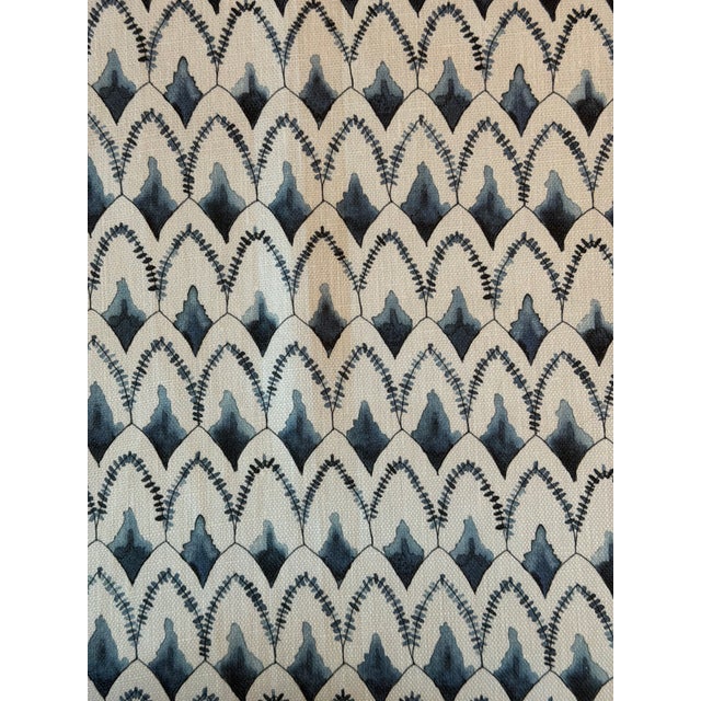 Erika Powell Textiles Linen Print Fabric- Arrowhead Relief Indigo 5 1/2 Yards For Sale - Image 4 of 5
