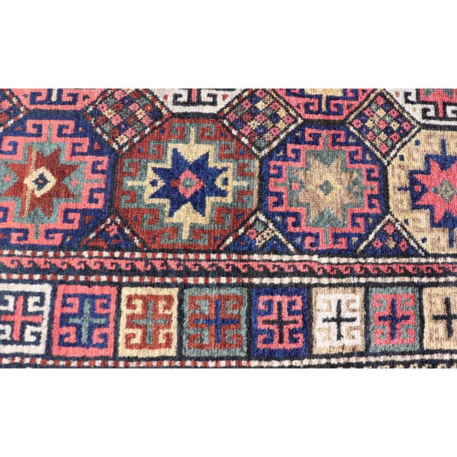 Early 20th Century Antique Caucasian Kazak Rug With All-Over Tribal Design 3'8" X5'3" For Sale - Image 5 of 12