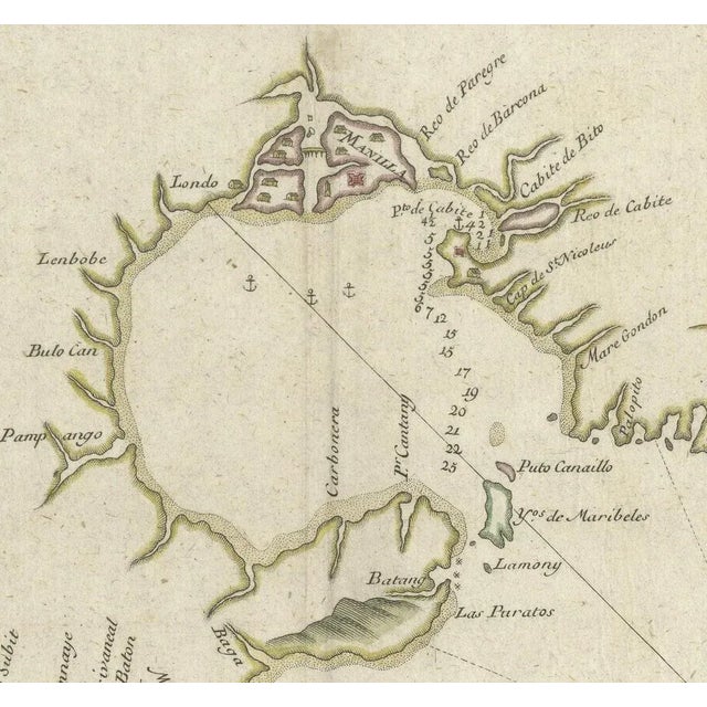 Antique Map of the Bay of Manila, 1763 For Sale - Image 3 of 7