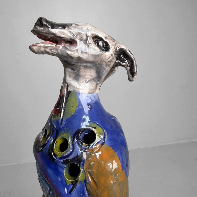 Blue Sculptural Ceramic Mythical Jackal by Gennaro Condurso, Italy, 2010s For Sale - Image 8 of 15