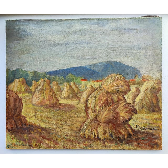 Jules Gaillepand, Les blés de Puplinge, Genève, Oil on Canvas, in Flawless conditions. Designed 1960 to 1969 This piece...