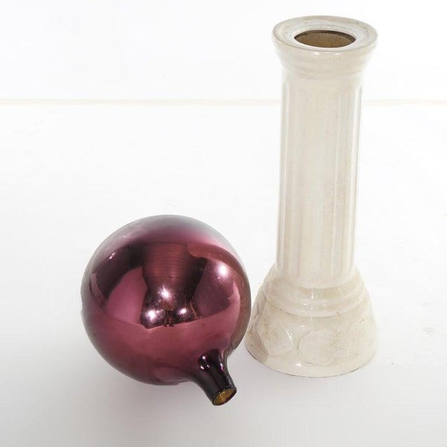 Glass Glass Garden Gazing Globe on Pottery Pedestal 20thC For Sale - Image 7 of 9