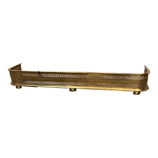 Antique English Reticulated Brass Fireplace Fender For Sale