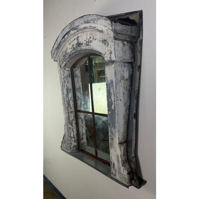 French Provincial Antique Dormer Window Mirror, Zinc, French Provincial Style For Sale - Image 3 of 10