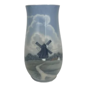 Mid 20th Century Bing and Grondahl Vase With Windmill