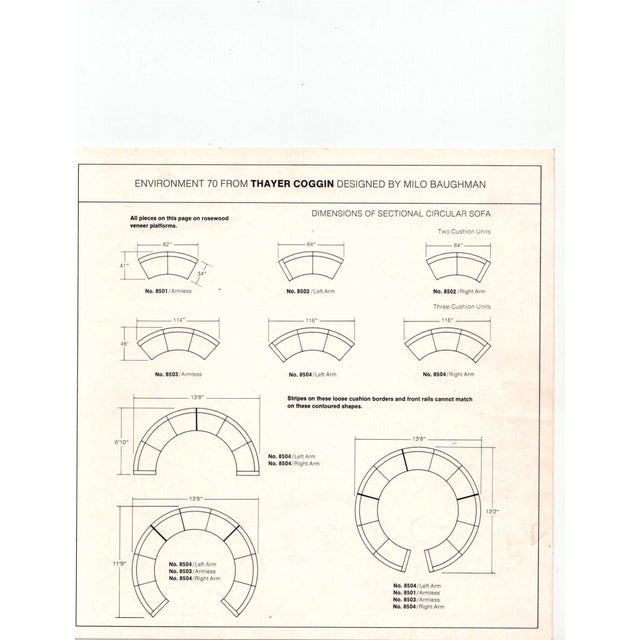 Milo Baughman for Thayer Coggin Large Sectional Sofa With Rosewood Base For Sale - Image 9 of 11