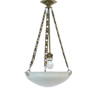 Art Deco Pendant Lamp in Opaline Glass, 1920s For Sale