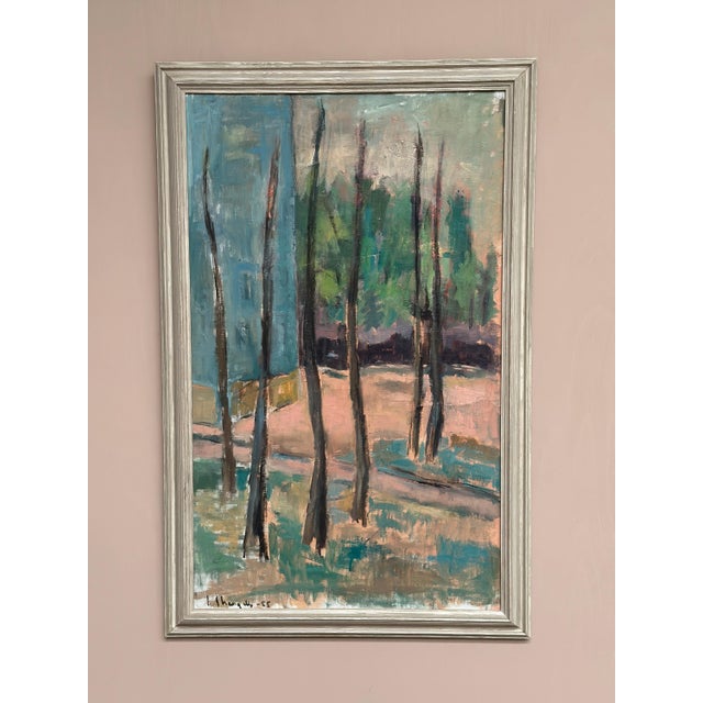 Original Mid Century Swedish Oil on Canvas – “Trees” by Ingeborg Strangell – Framed 91 × 59 cm (35.8" × 23.2") A refined...