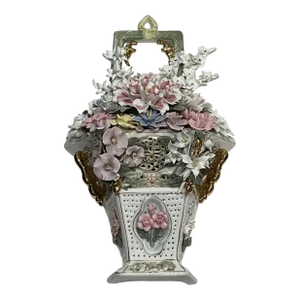 Antique Capodimonte Flower Basket Wall Art