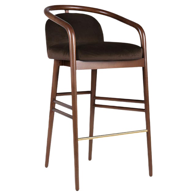 Essex Brown Velvet Bar Stool by Javier Gomez For Sale
