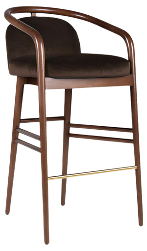 Essex Brown Velvet Bar Stool by Javier Gomez