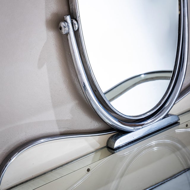 Silver Wall-mounted Vanity Console with Mirror by Gio Ponti, Italy, 1930s For Sale - Image 8 of 11