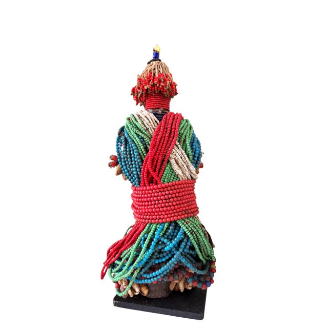Wood Vintage African Beaded Namji Fertility Doll Cameroon W/Stand 11.5" H For Sale - Image 7 of 8