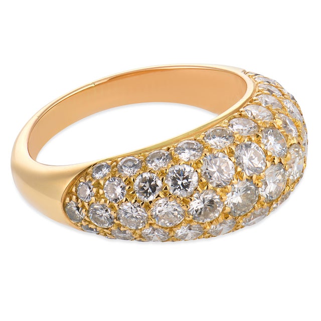 1990s Vintage 2.40 Carat Diamond 18k Yellow Gold Dome Ring, Size 7 For Sale - Image 5 of 5