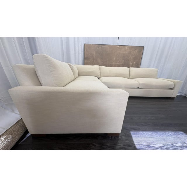 Contemporary Rh Maxwell Left-Arm L-Sectional | Classic | Down | Perennials® Performance Textured Linen Weave – Dune For Sale - Image 3 of 18