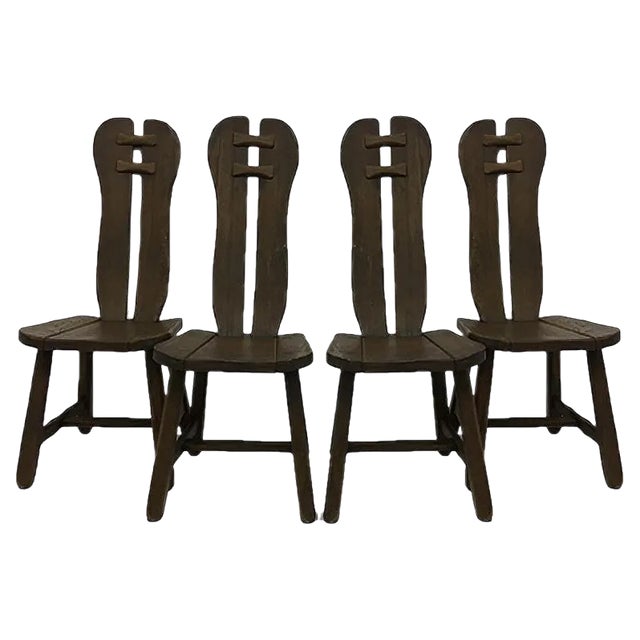 Belgian Brutalist Dining Chairs from De Puydt, 1970s, Set of 4 For Sale