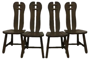 Belgian Brutalist Dining Chairs from De Puydt, 1970s, Set of 4