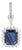 Art Deco 3.32ct Emerald-Cut Blue Sapphire Diamond Halo Pendant in 14k Gold For Sale