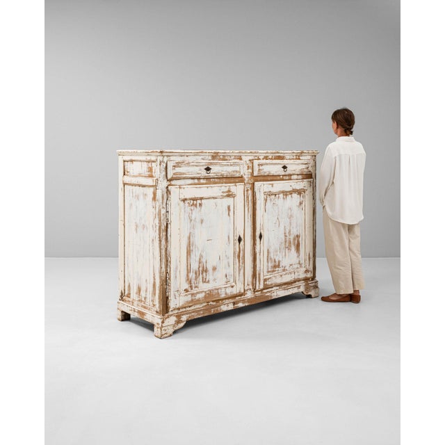 Antique White 19th Century France Antique White Wood Storage Cabinets & Cupboards For Sale - Image 8 of 11