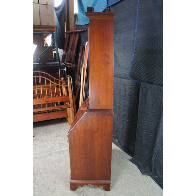 Brown 1970s Pennsylvania House English Chippendale Cherry Secretary Writing Desk Bookcase For Sale - Image 8 of 15