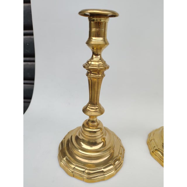 Regency Brass Candlesticks, 1700s, Set of 2 For Sale - Image 11 of 17
