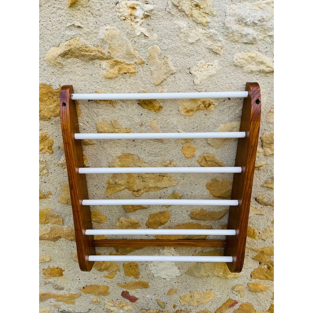 Brown Vintage Oak Wall Mount Rack, 1970s For Sale - Image 8 of 18