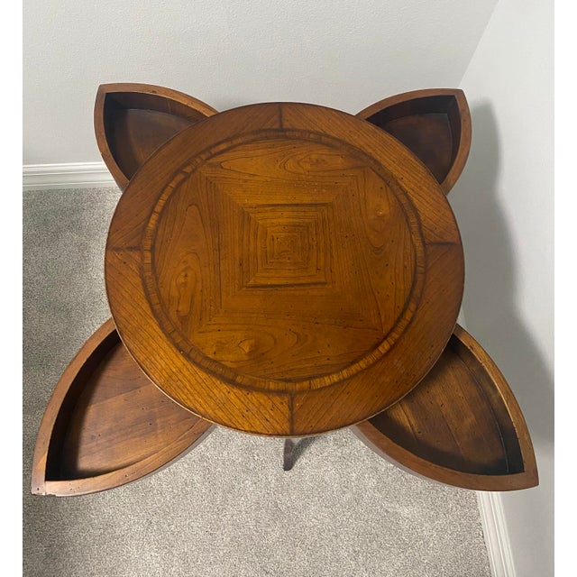 Traditional Late 20th Century Assi D’Asolo Italian Cherrywood Rotating Storage Side Table For Sale - Image 3 of 8