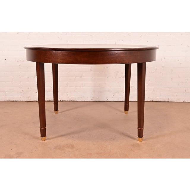 Baker Furniture Style Antique French Regency Louis XVI Mahogany Extension Dining Table, Newly Refinished For Sale - Image 12 of 13