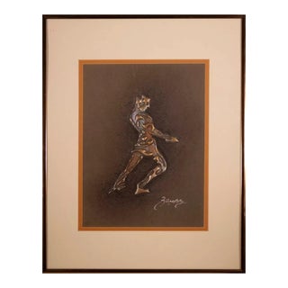 Joel Zaretsky Signed Contemporary Modernist Figurative Mixed Media Metallic Art For Sale