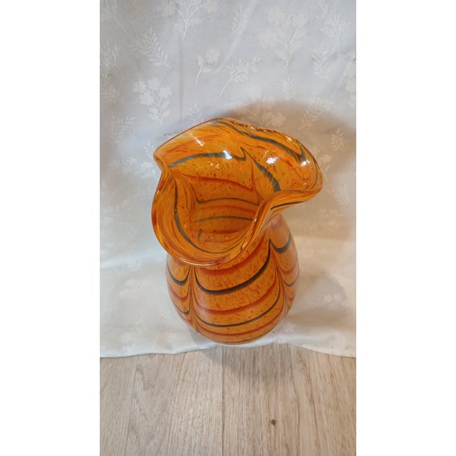 Mid-Century Modern Mid 20th Century Murano Style Cased Art Glass Tiger Stripe Fenicio Vase - 10.5" Tall For Sale - Image 3 of 8