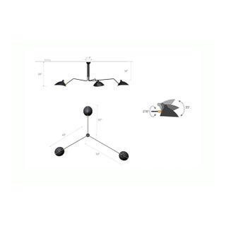Serge Mouille 3-Arm Rotating Ceiling Fixture For Sale
