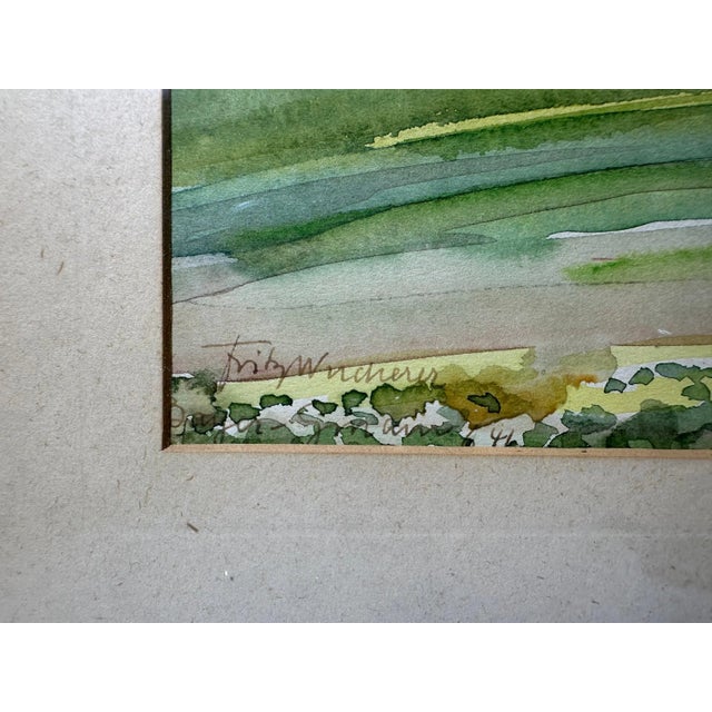 Fritz Wucherer Swiss Alps Watercolor Painting, Framed Cabin Landscape, 1941 For Sale - Image 4 of 10