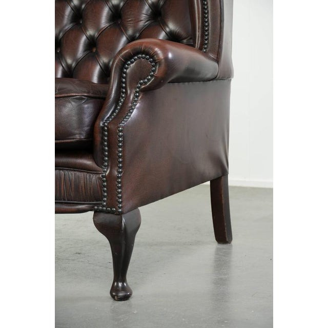 Cowhide Chesterfield Wing Armchair For Sale - Image 11 of 13