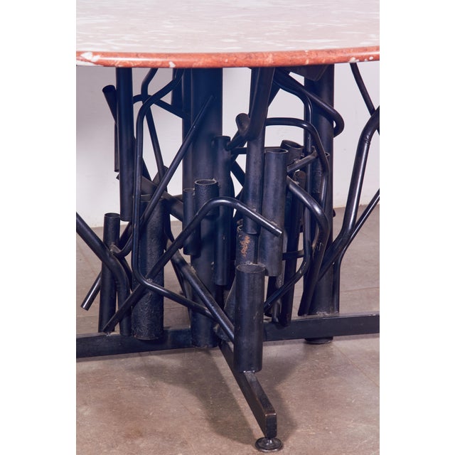 Black Table with Brutalist Base and Marble Top from Ubaldo Rossi, 1968 For Sale - Image 8 of 12