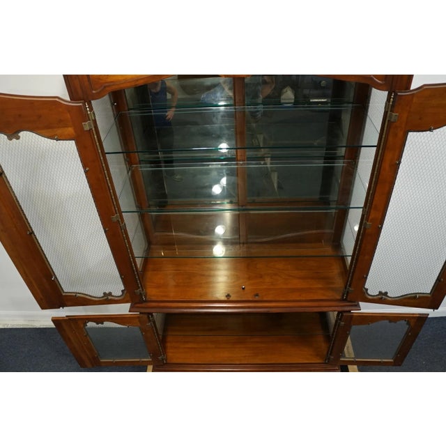 Wood Drexel Heritage Brittany Collection Solid Cherry Country French 62" Listed Display Curio Cabinet 322-438-6 For Sale - Image 7 of 13
