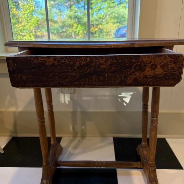 Antique Victorian Cottage Handpainted Side Table For Sale - Image 6 of 11