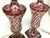 Antique Bohemian Regency Ruby Red Flashed Glass Lamps Pair Diamond Pattern - a Pair For Sale - Image 4 of 7