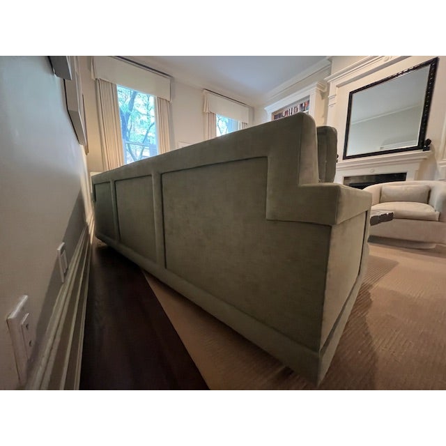 2010s Custom Contemporary Tufted Sofa in Muted Sage Green Upholstery For Sale - Image 5 of 10