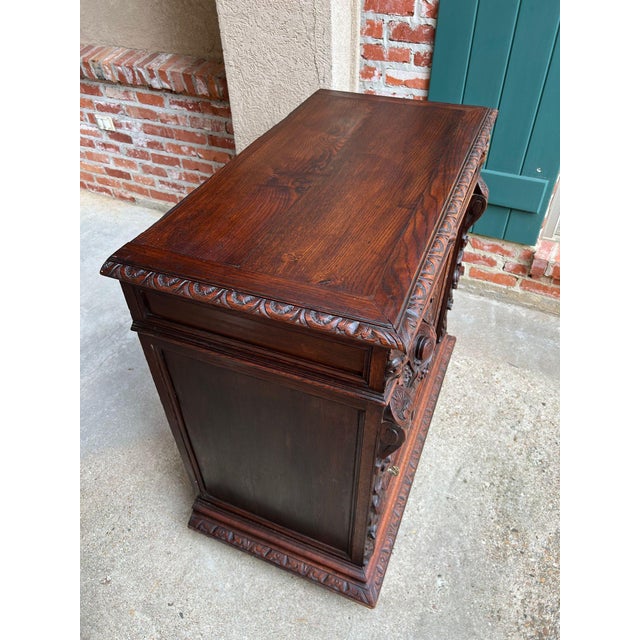 Antique French Wine Cabinet Sideboard Renaissance Revival Carved Oak C1890 For Sale - Image 17 of 18