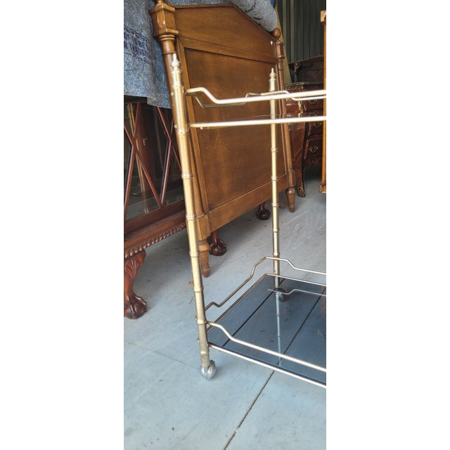1950s Silver Tone Bamboo Bar Cart For Sale In Philadelphia - Image 6 of 8