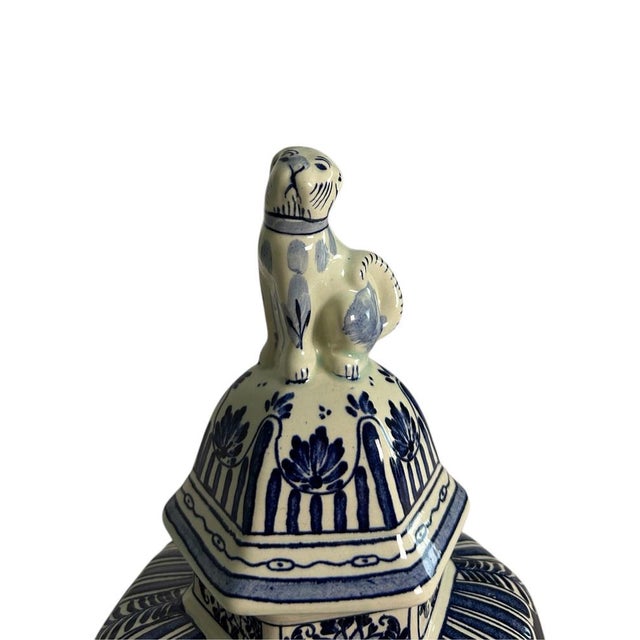 Ceramic Vintage Three-Piece Windmill Garniture Set in the style of Boch Delft, 20th Century, 1950s, Set of 3 For Sale - Image 7 of 8