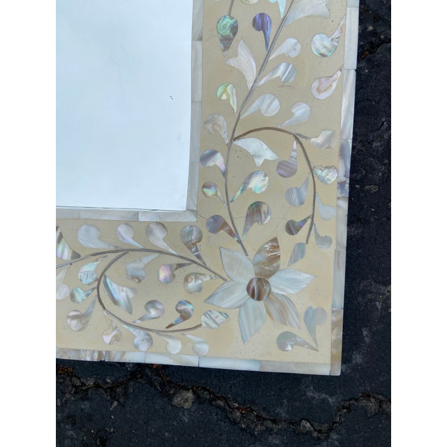 Vintage Mother of Pearl Inlay Mirror For Sale - Image 9 of 11