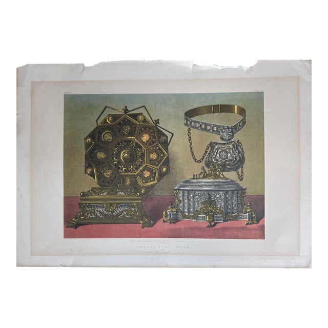 Mid 19th Century Chromolithograph Print "Ornamental Work" by Carmant and Normand of Paris For Sale