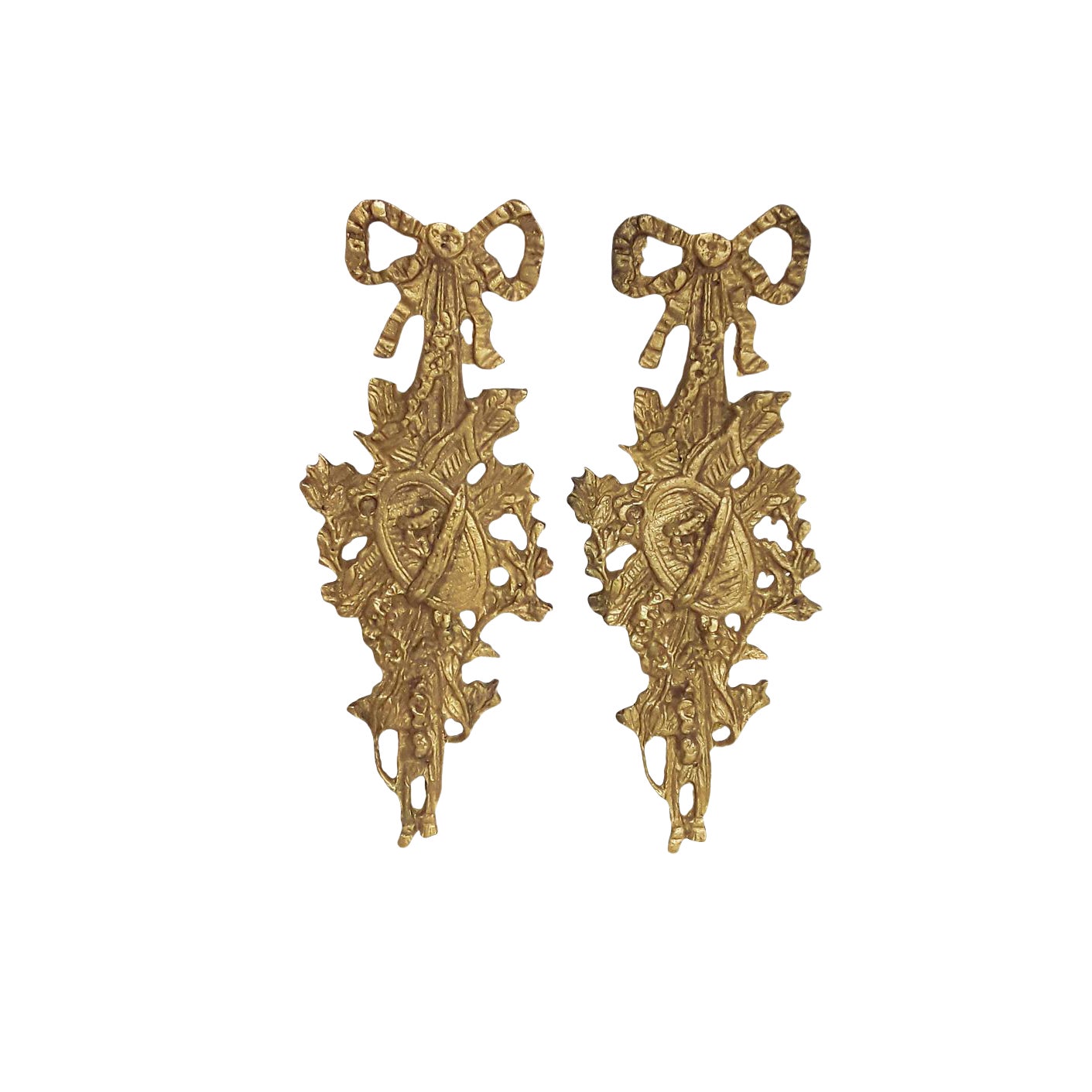 Pair Antique French Ormolu Mounts French Bronze Gilt Furniture/Mirror