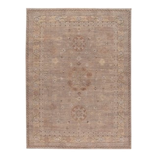 Oversize Modern Khotan Style Nude Handmade Medallion Wool Rug For Sale