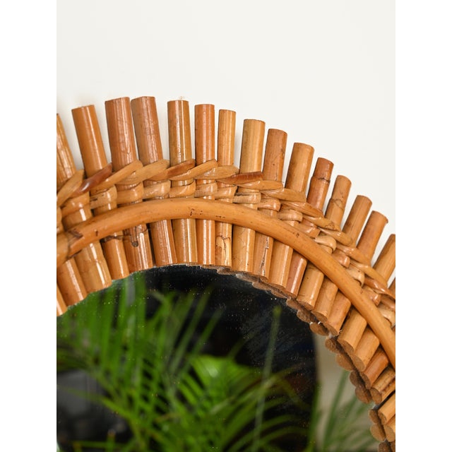 1960s Round Mirror in Bamboo, Rattan and Woven Wicker by Franco Albini, Italy, 1960s For Sale - Image 5 of 10