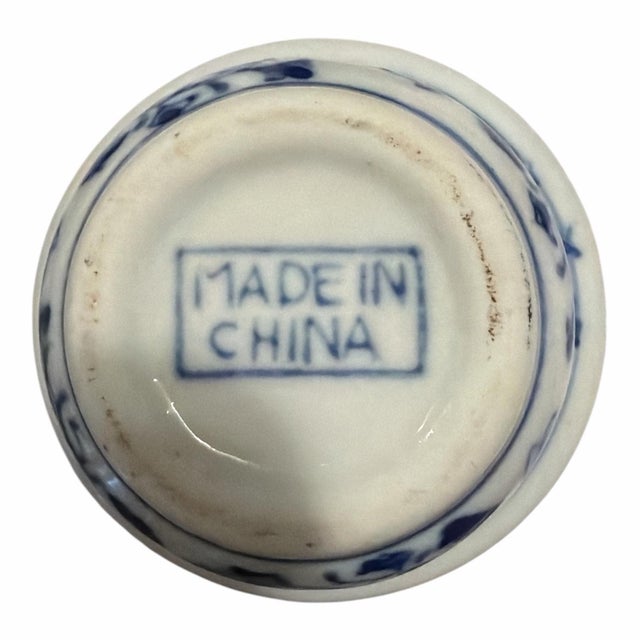 Vintage Miniature Chinoiserie Blue and White Planters - A Pair For Sale - Image 4 of 5
