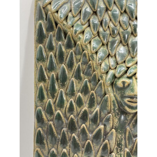 Glazed Ceramic Mural with Scaly Leaf Structure, Germany, 1960s For Sale - Image 6 of 17