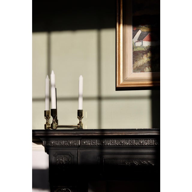 Triangular Brass Candleholder by Lars Bergsten for Gusum, Sweden, 1980s For Sale - Image 4 of 8